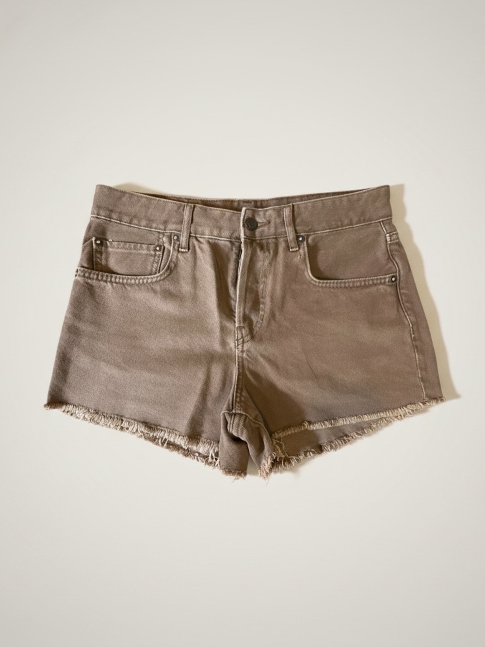Free People We The Free Brown Denim  Button Fly Shorts